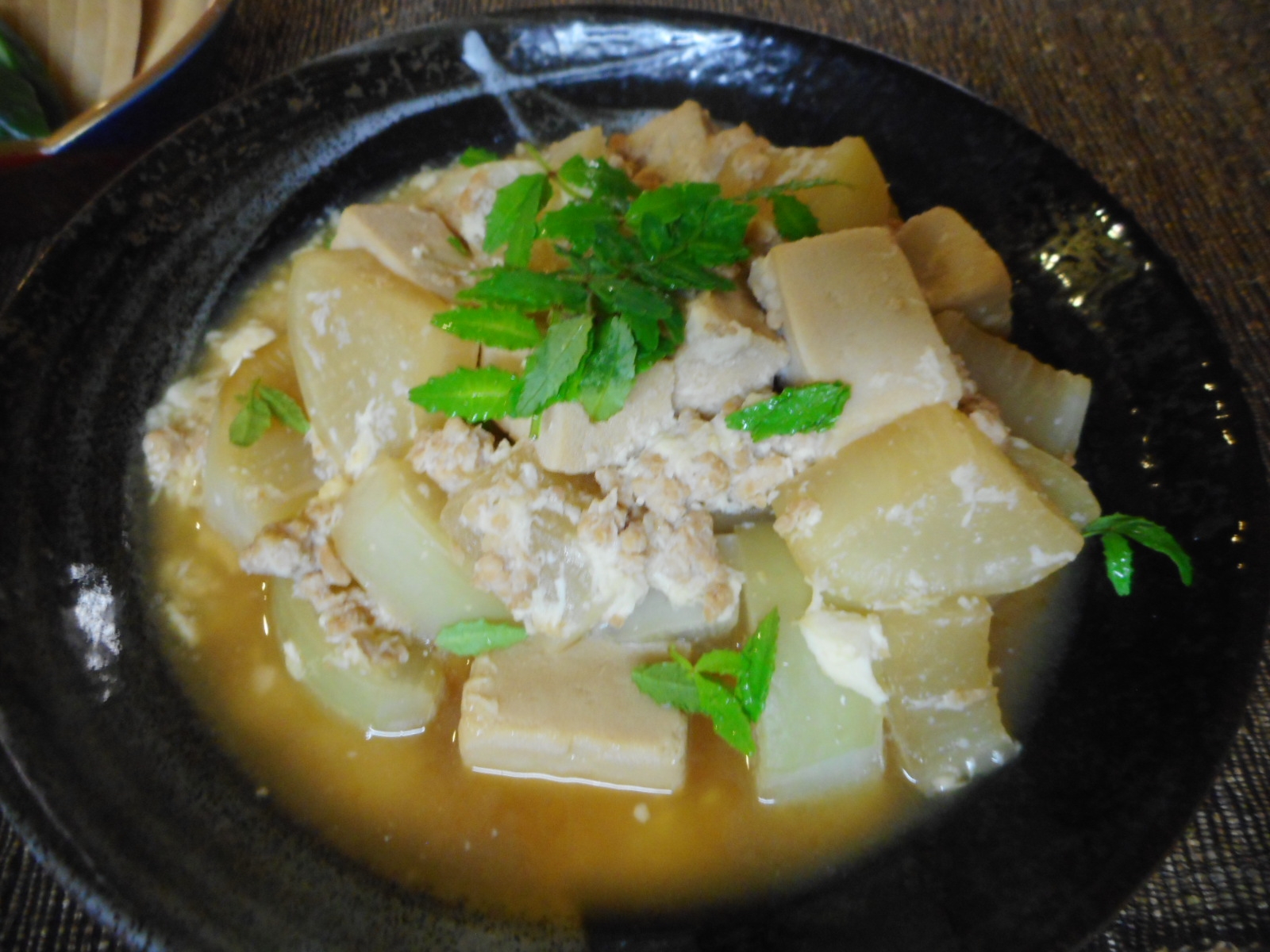 大根と高野豆腐のそぼろとろろ煮