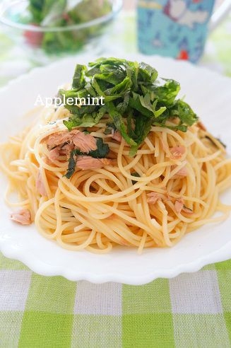 大葉とツナの梅醤油パスタ