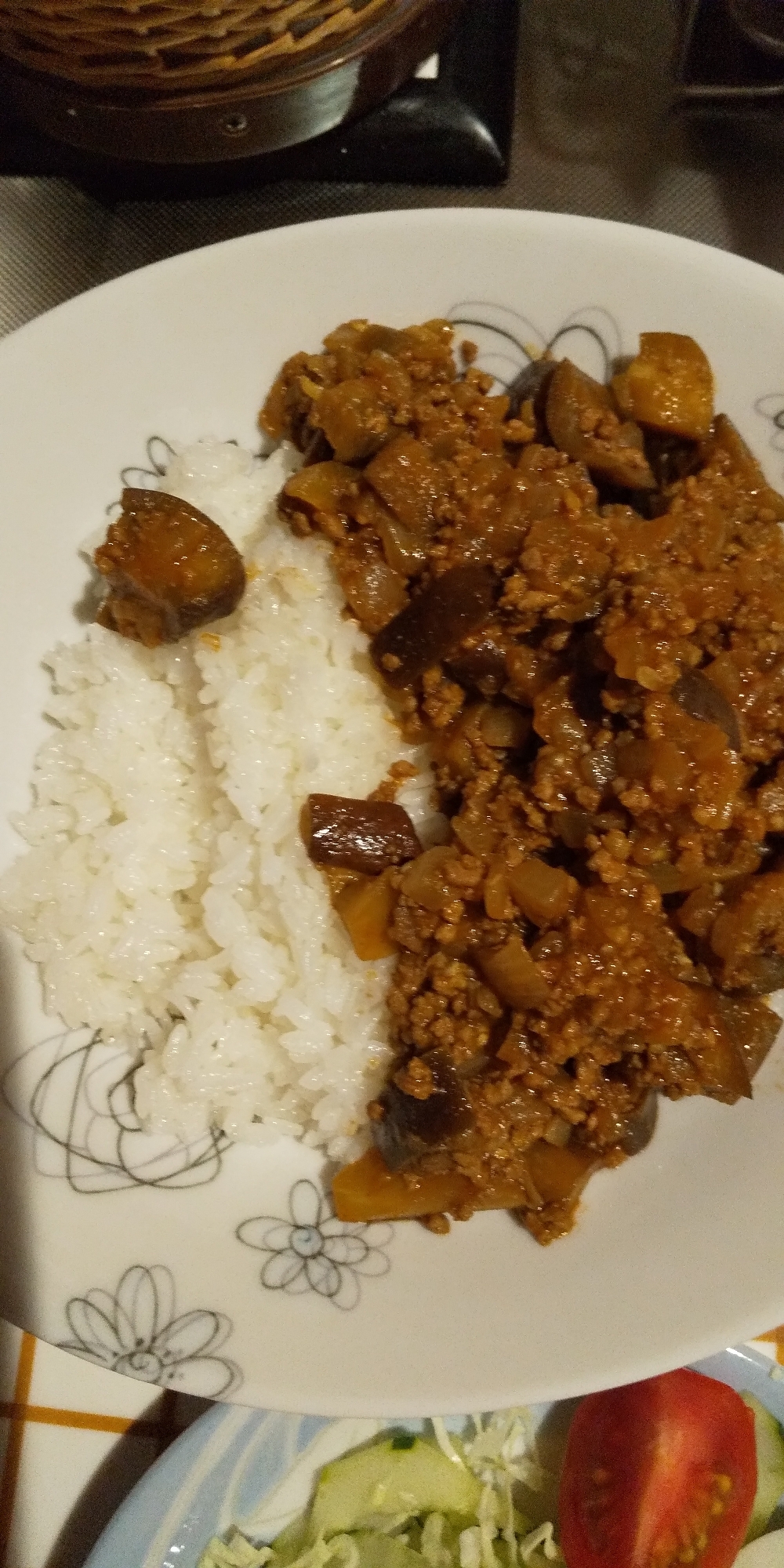 ナスのキーマカレー