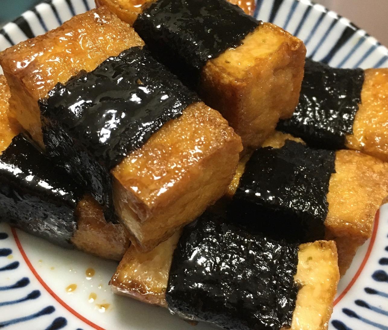 厚揚げ海苔巻き甘辛和え