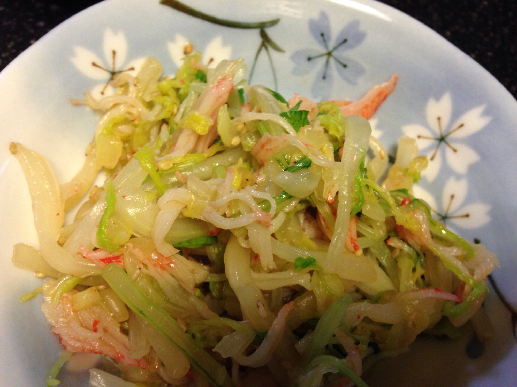 白菜と水菜とカニカマの中華和え