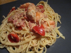 プチトマトと海老のマヨ風味★冷製スパゲッティ