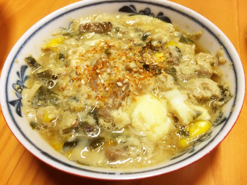 リメイク！サツマイモの葉と高野豆腐の煮物の卵とじ