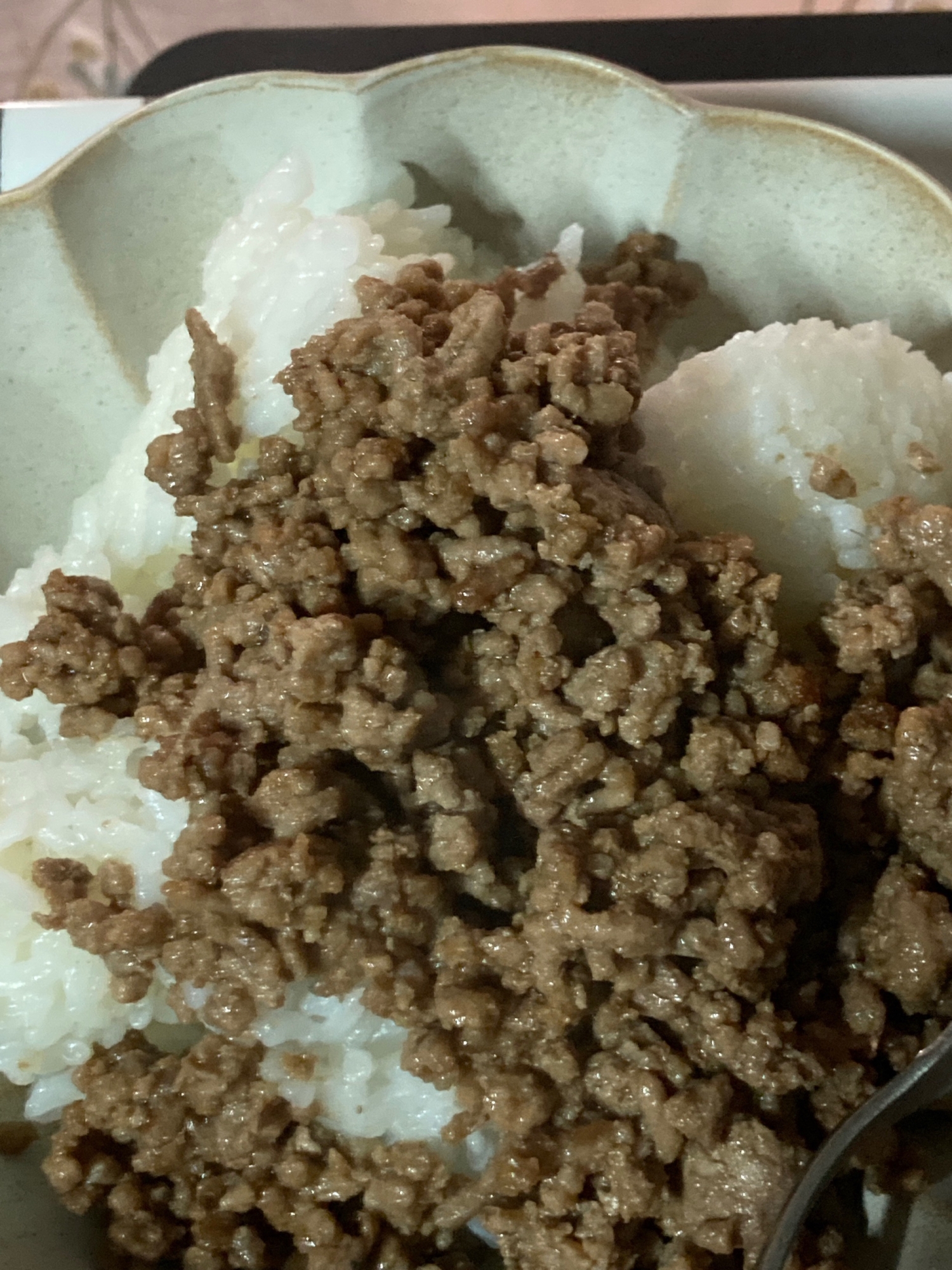 健康的に！きな粉入りそぼろご飯♬