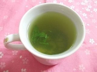 今日も暑いわぁ～それを、しその香りが、ふぁ～と（*＾▽＾*）癒されるわぁ～（*＾▽＾*）緑茶とシソ、どちらも好き～♪おいしかったわぁ～ごちそう様♪（*＾▽＾*）