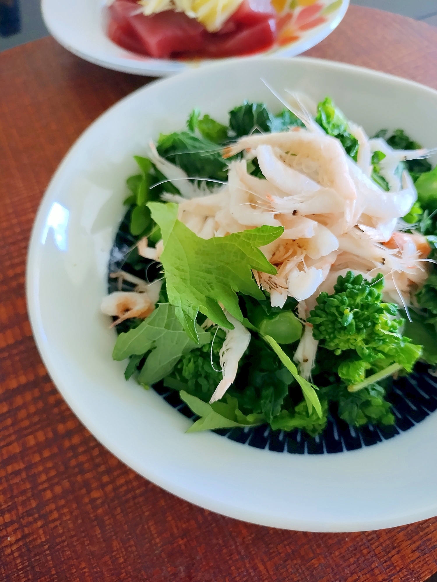 菜の花とえびのしそ風味♪