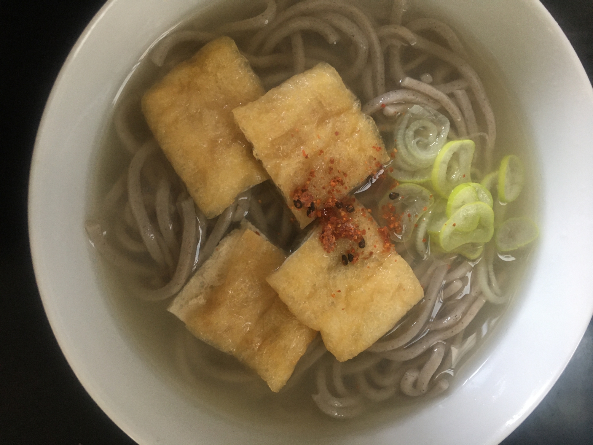 シンプルきつねそば、余った納豆のたれで