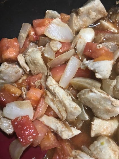 鶏むね肉でチキントマトソテー♪