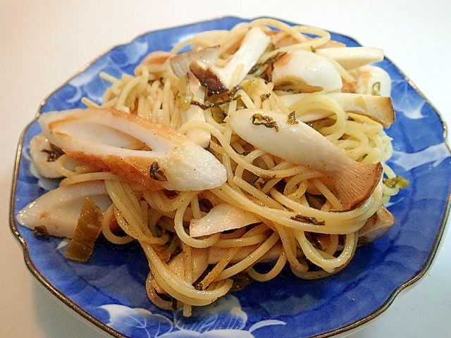 竹輪とエリンギの高菜パスタ