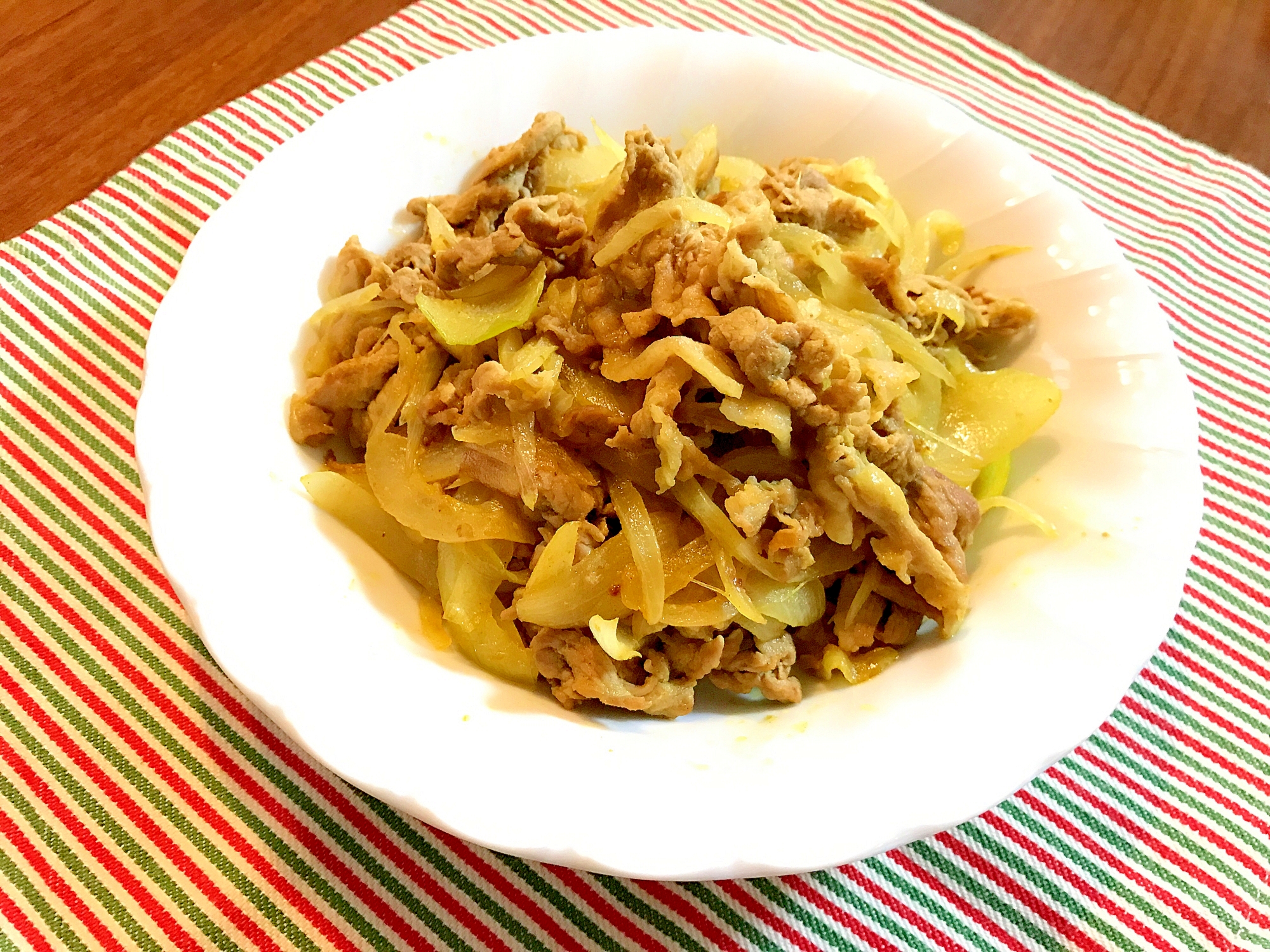 お弁当に☆豚肉炒め☆カレー味