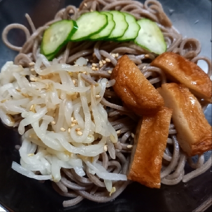 冷やしそば さつま揚げ野菜色々のせて