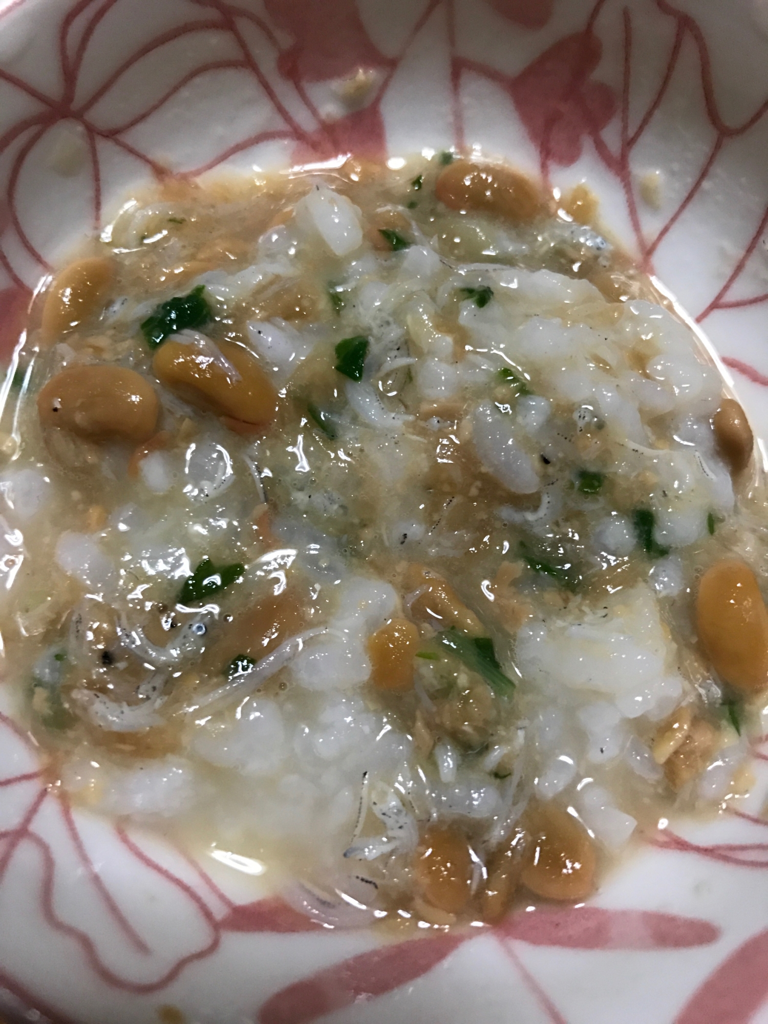 離乳食♪水菜としらすの納豆おかゆ☆