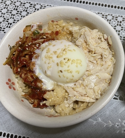 簡単ナムルでビビンバ！温泉たまごも手作り♪