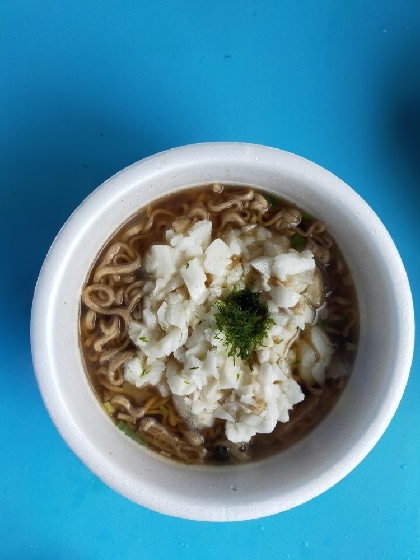 インスタント蕎麦で簡単。 山かけ蕎麦