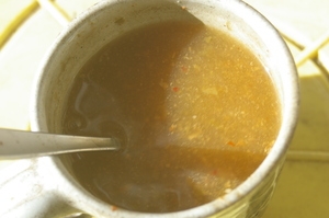 ひりりが旨い♪柚子胡椒味噌のカップスープ