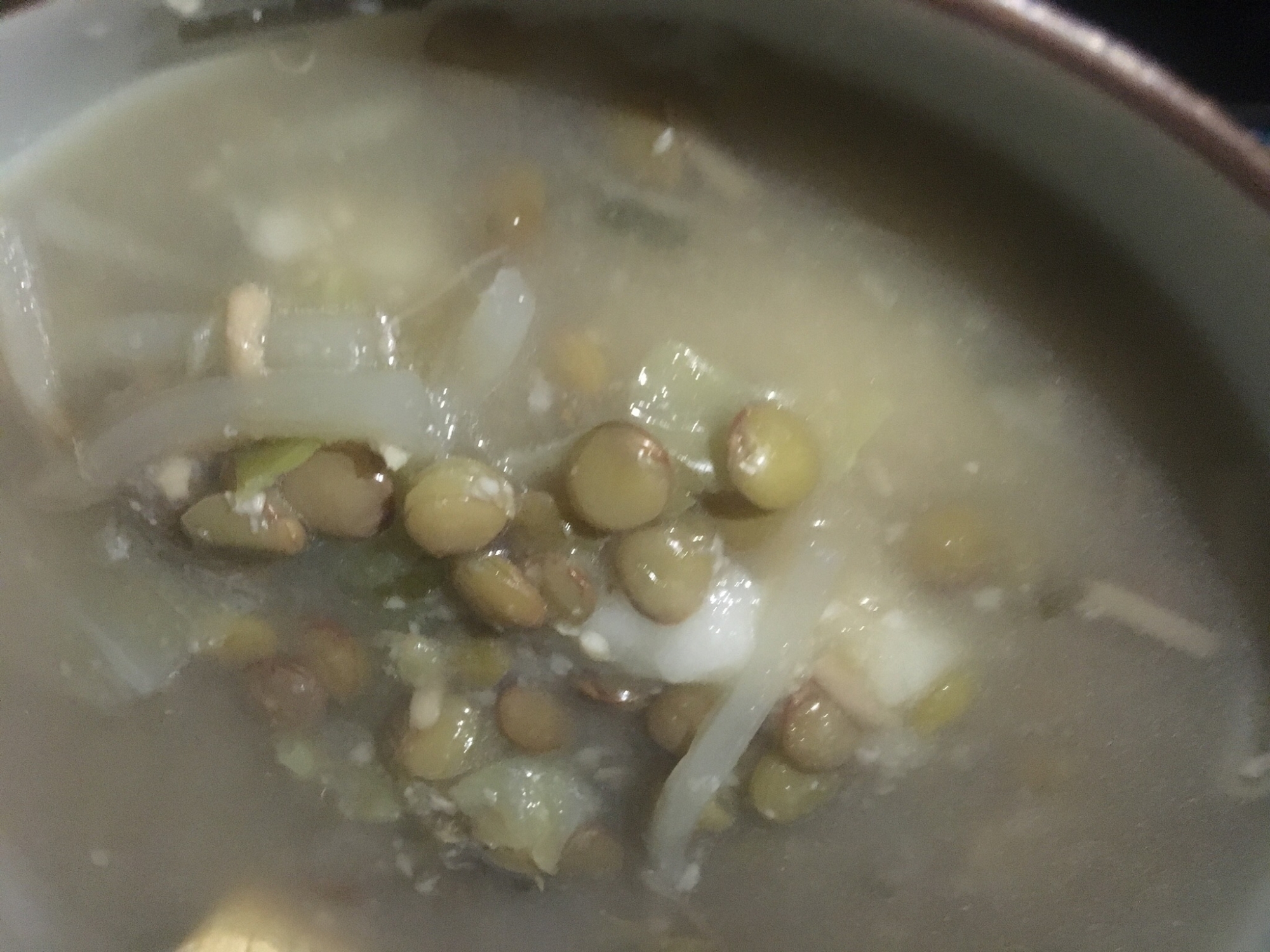 もやしピーマンキャベツおから即席麺皮付レンズ豆雑煮