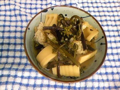 ワラビと油揚げも追加してみました。本当に簡単に出来ちゃいました！！明日はこれを使って、竹の子ご飯を作ろうかな？良いレシピ教えて頂きありがとうございました☆