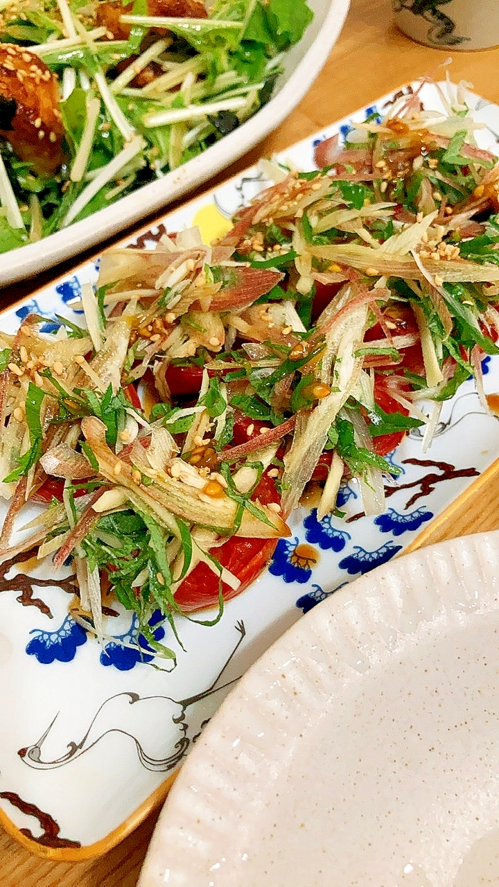 季節のおつまみ☆焼きトマトの薬味のせ