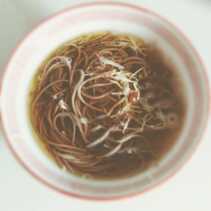 鰹節キャベツの温蕎麦