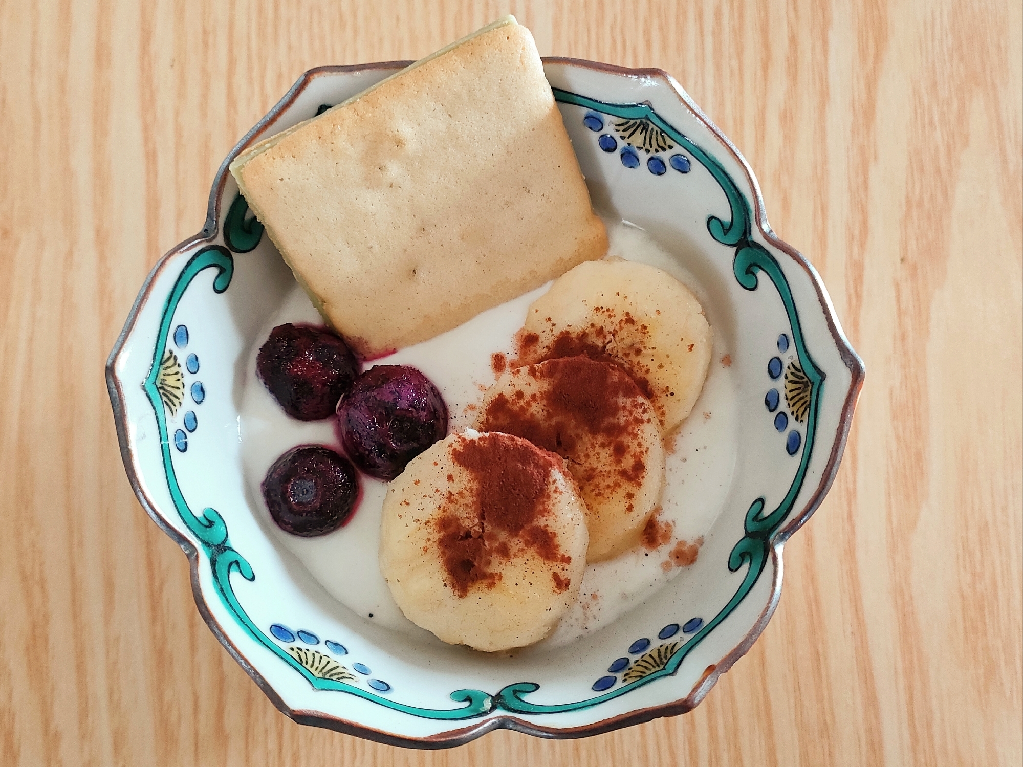 クッキーバナナブルーベリーのヨーグルト〜ココア風味