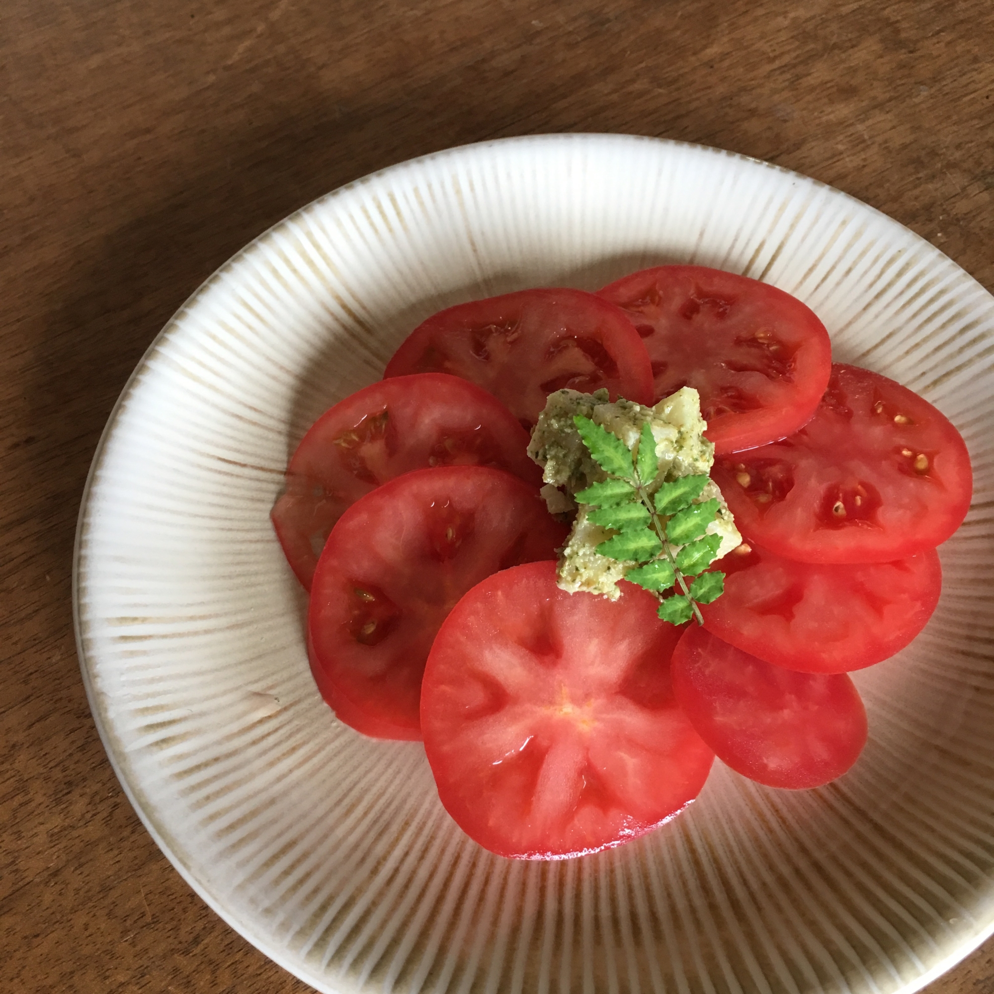 スライストマトと筍のジェノベーゼ