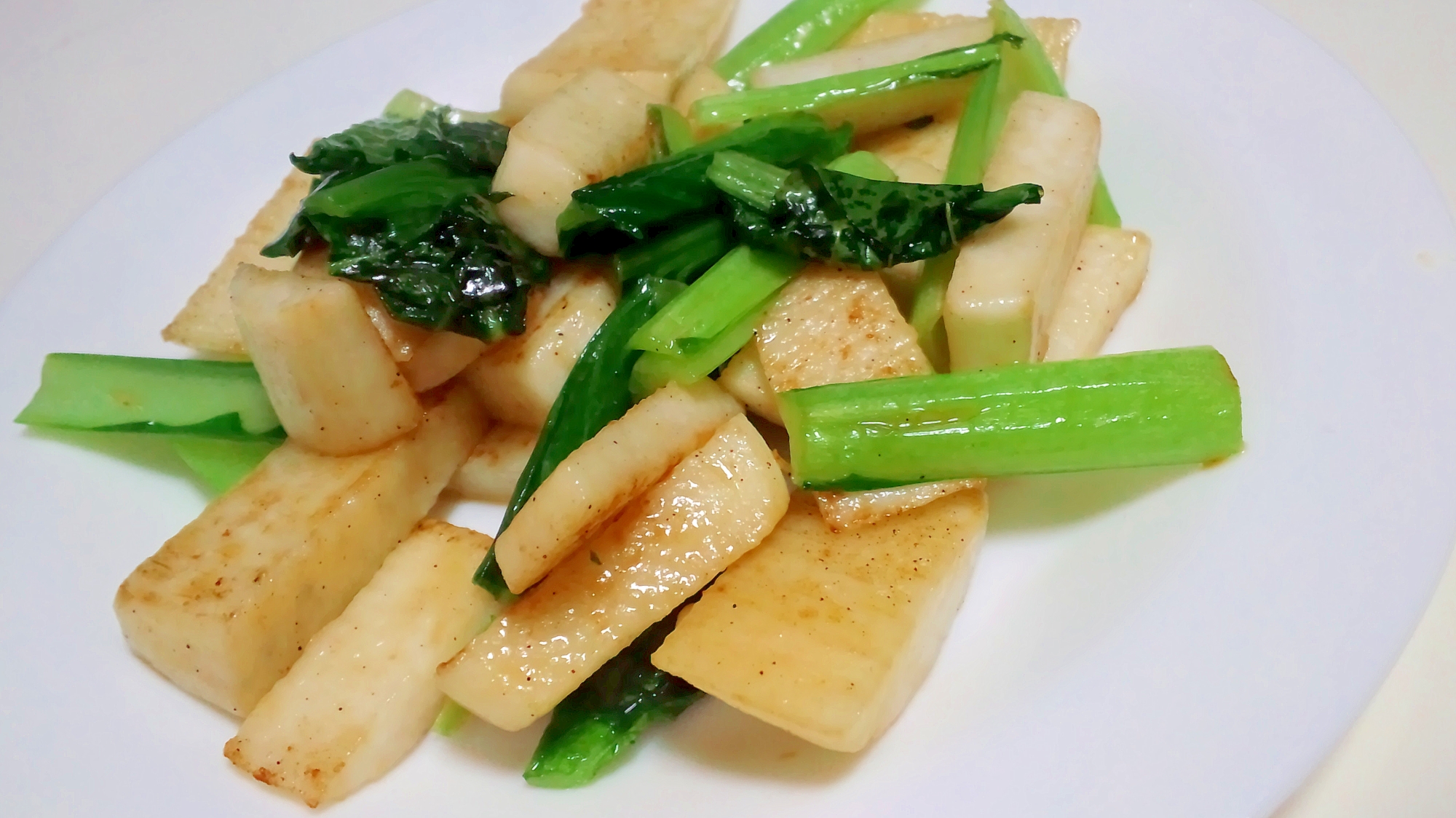 長いもと小松菜の炒め物