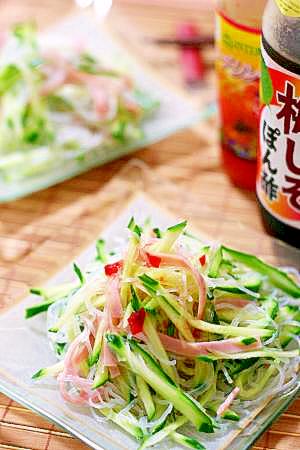 甘辛さっぱりエスニックぽん酢の春雨サラダ