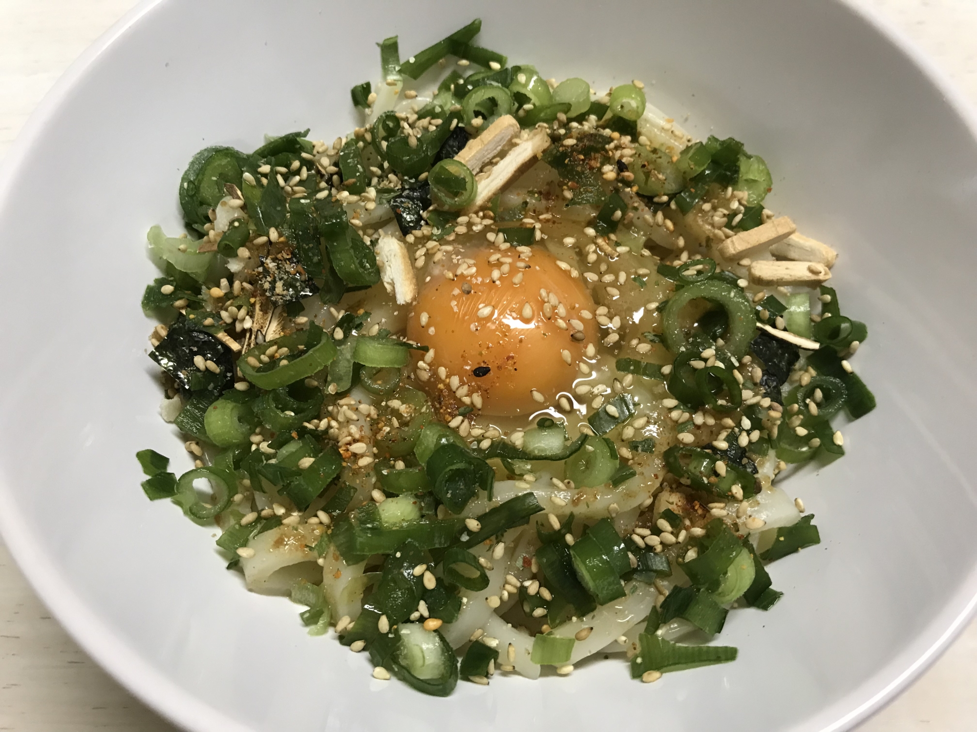 【簡単】ねぎだく釜玉うどん