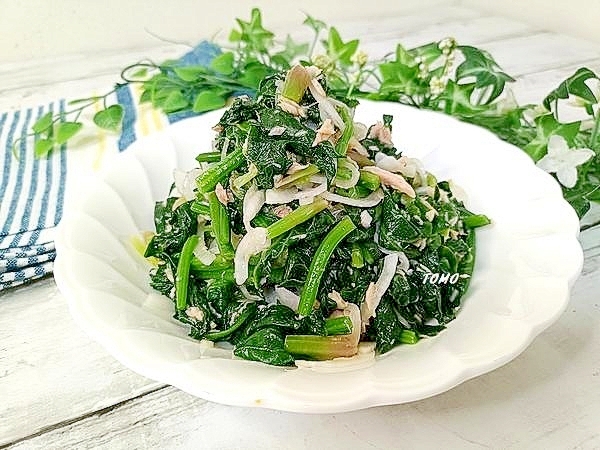 ほうれん草と新玉ねぎのツナ缶和え