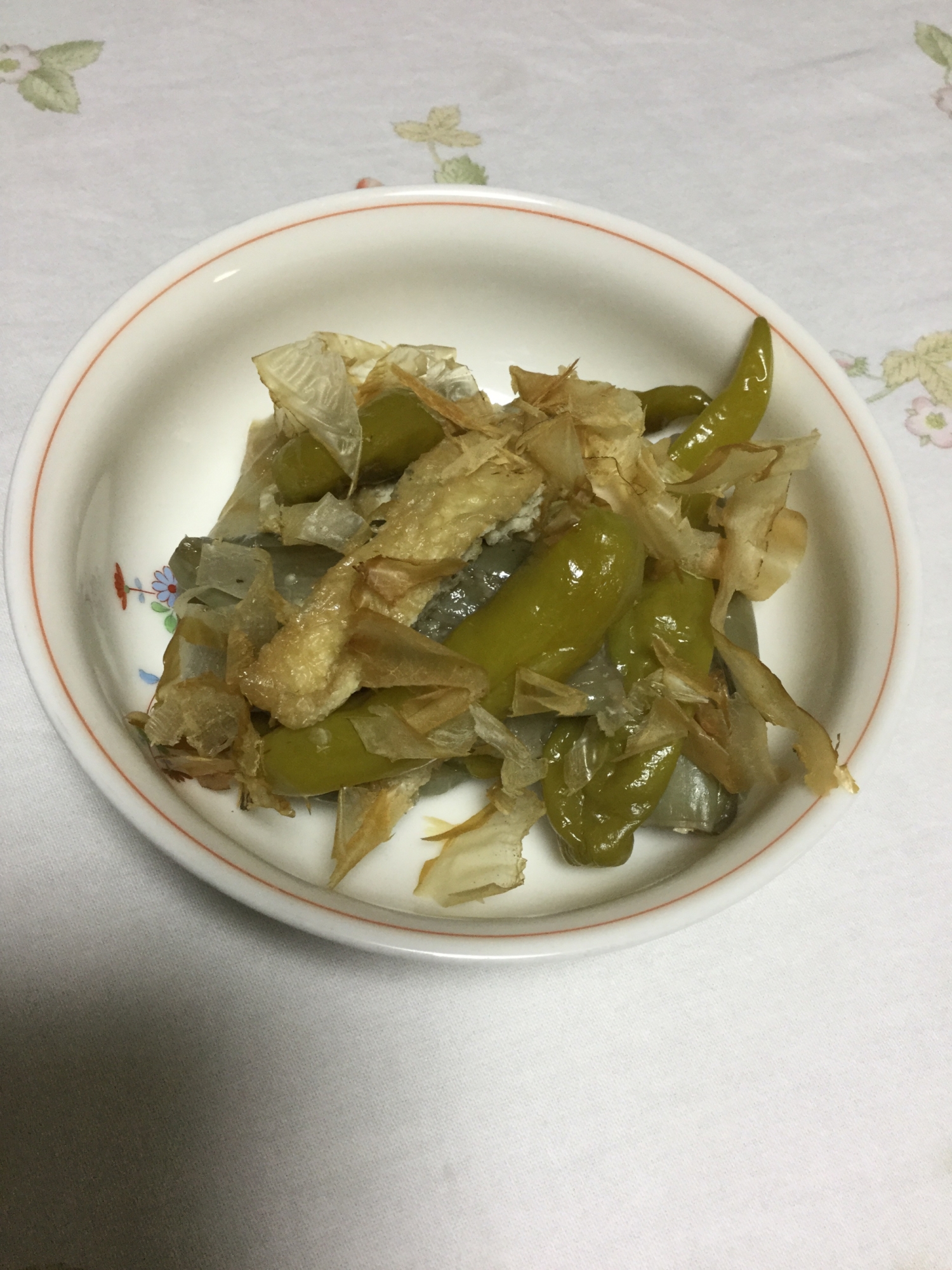 白ナスとししとうの白だしで煮物