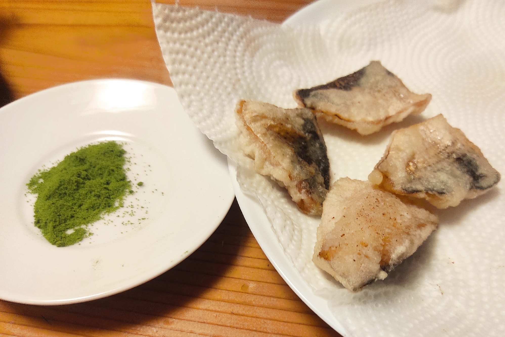 抹茶塩で食べる☆鯵の天ぷら