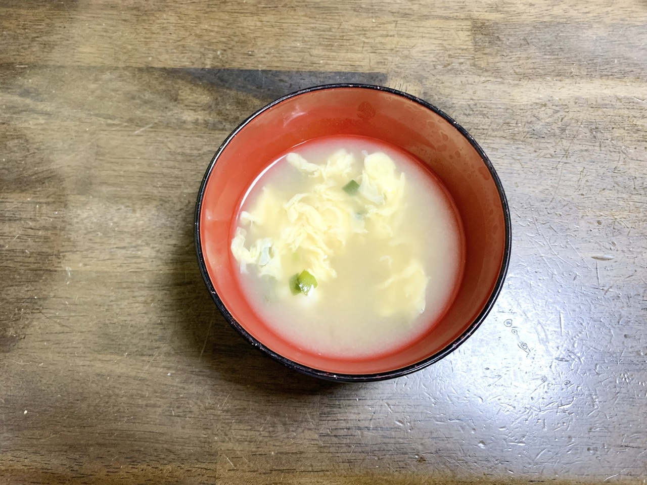 味噌汁レシピ　ねぎと卵の味噌汁