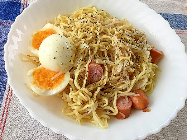 袋麺で塩焼きそば