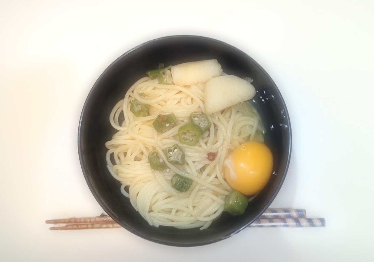 長芋オクラの大葉みょうがﾊﾟｽﾀ