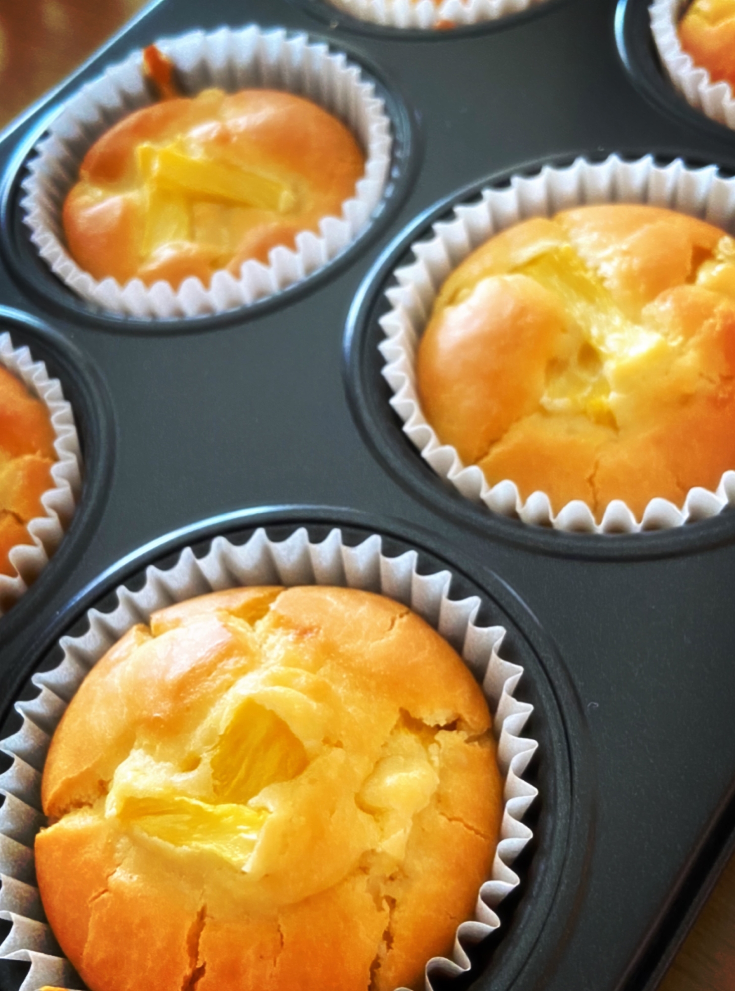 今日のおやつ 米粉でパイナップルマフィン