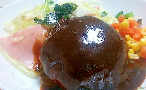 デミグラスソース缶で鶏バーグ(^^)