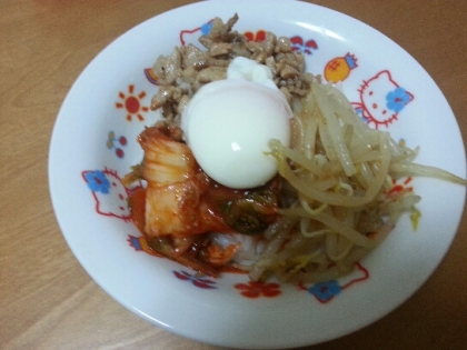 手抜きビビンバ風丼★ぜーんぶレンジで簡単！