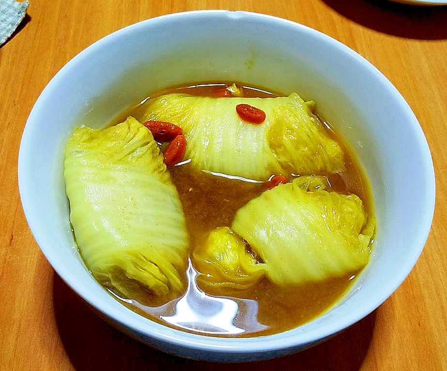 保温調理鍋で作るロール白菜のカレースープ煮