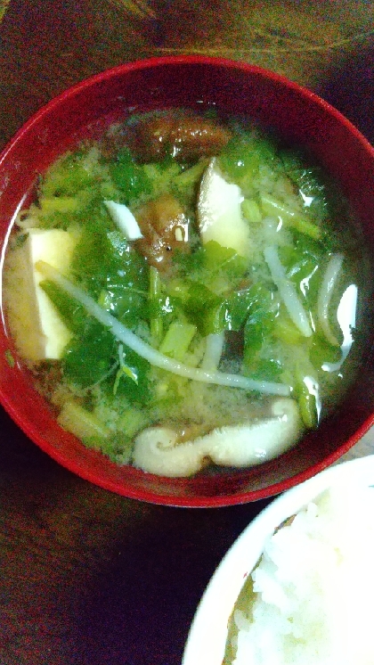 大根葉と豆腐の味噌汁