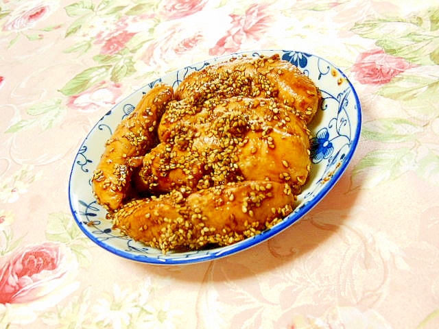塩麹ｄｅ❤鶏ささみのウナギのタレ炒め❤