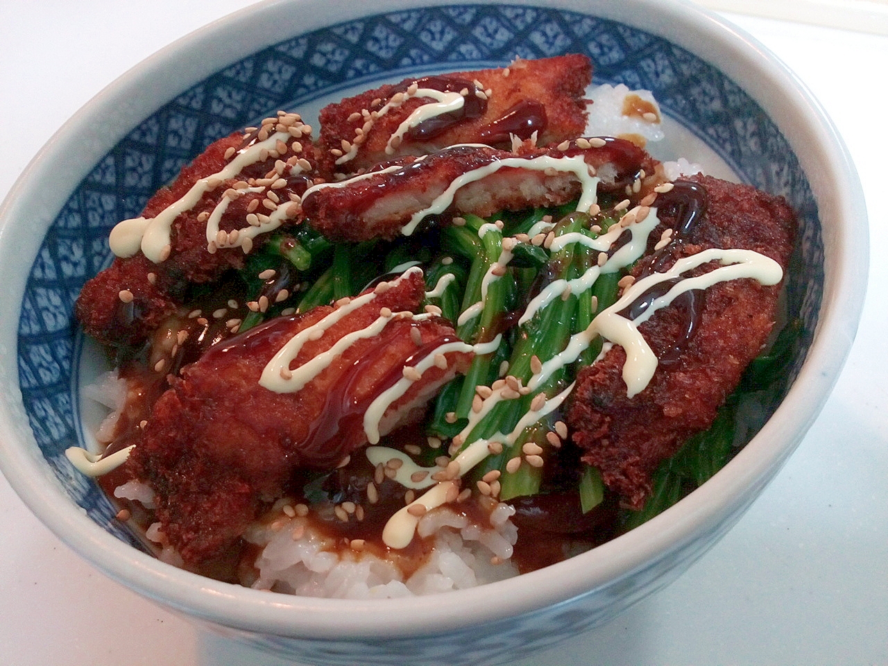 ほうれん草＆カツカレー丼