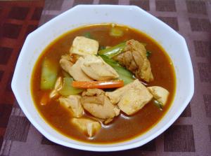 鶏肉と青梗菜の中華風味噌汁