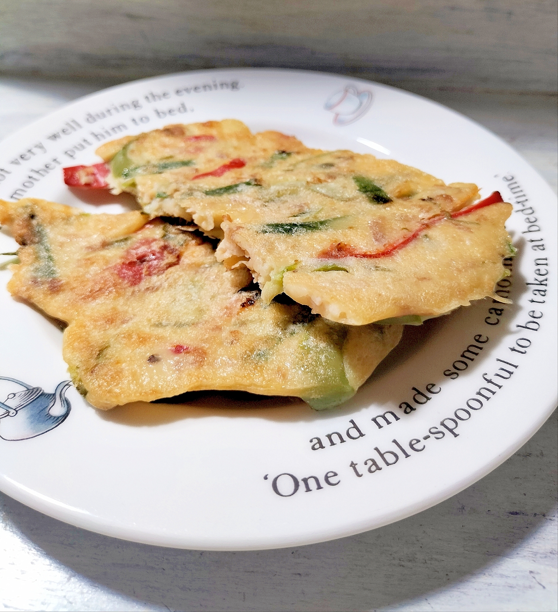 いか&赤緑ピーマンのチヂミ