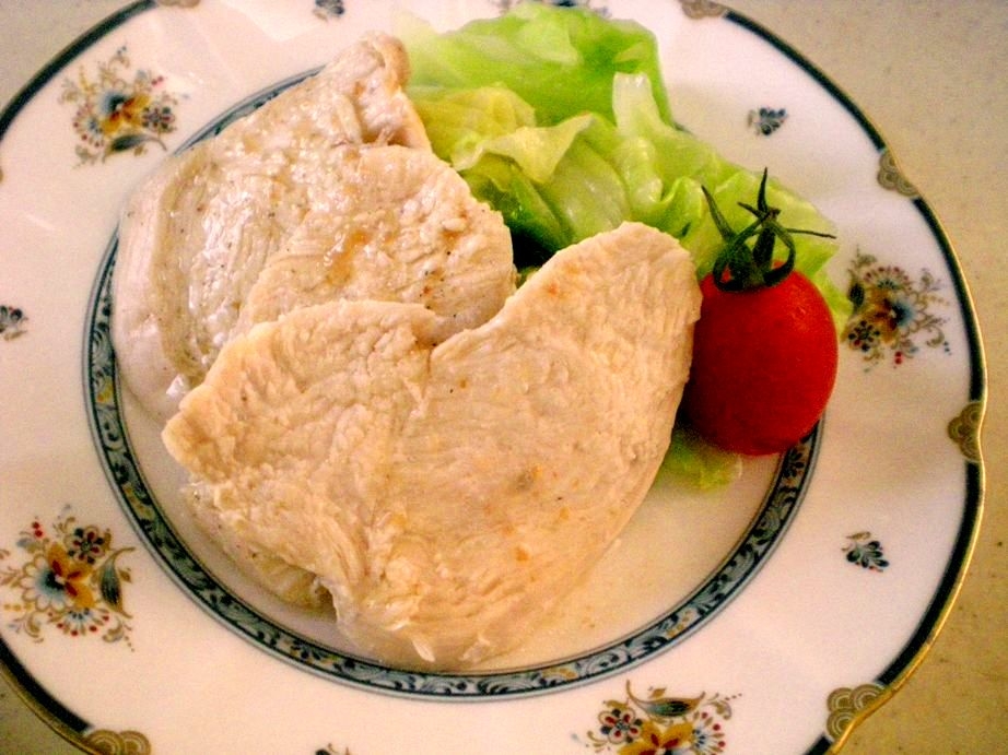茹で鶏とキャベツの梅レモンだれ