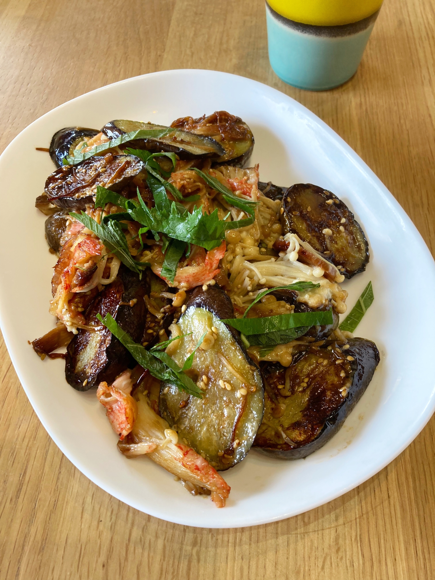 なすとカニカマのマヨ醤炒め♪