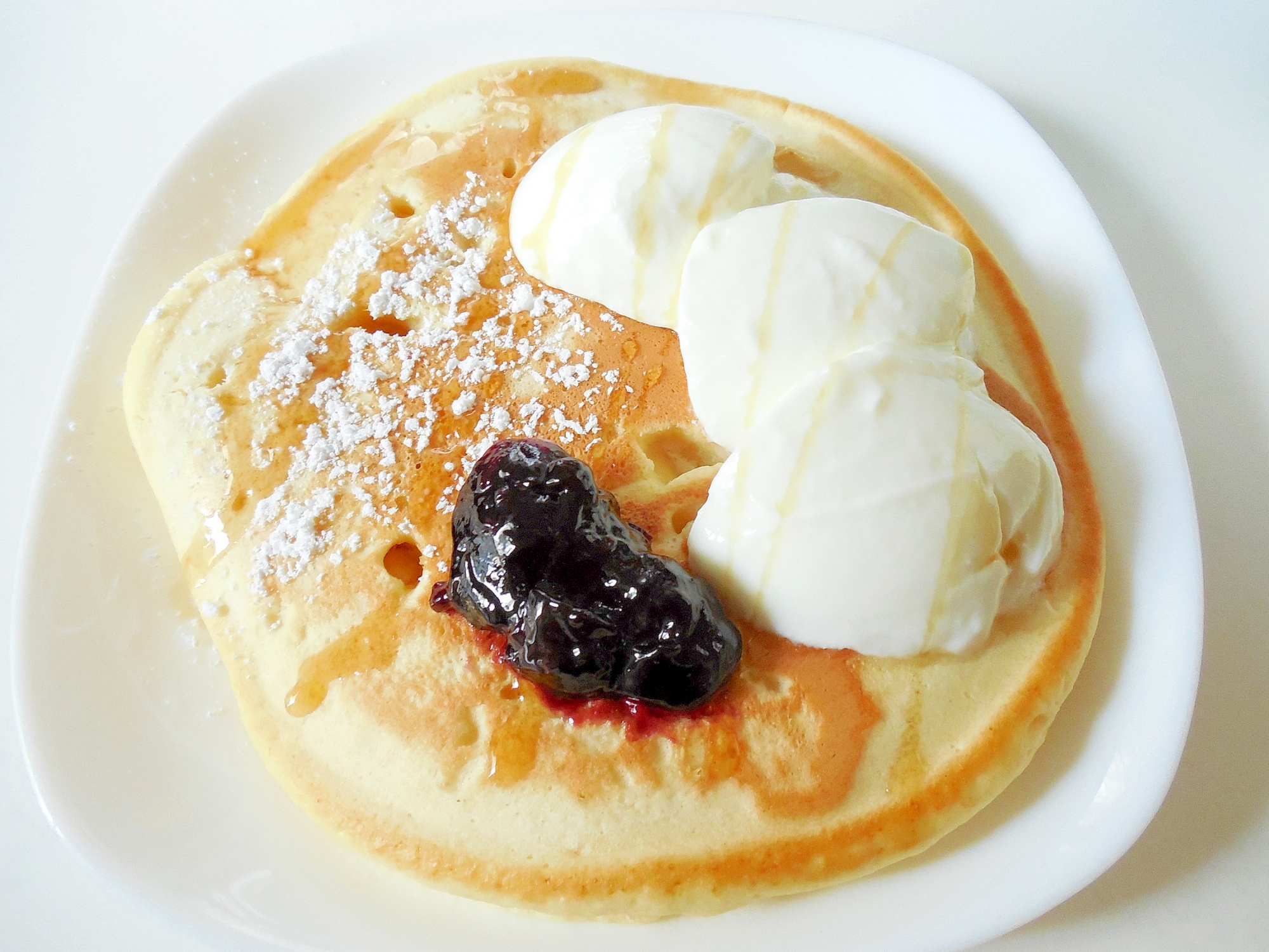 ブルーベリーヨーグルトのせホットケーキ