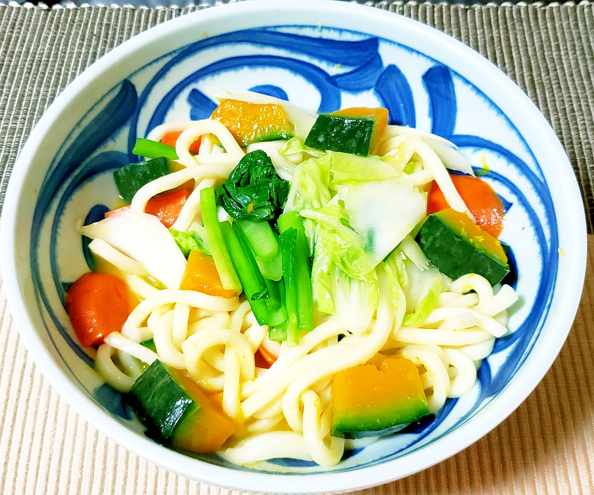 簡単　７分で出来る野菜たっぷりクリームうどん