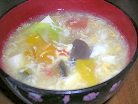 彩り野菜の和風かきたま汁