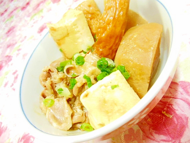 カレー味❤木綿豆腐と丸大根と竹輪の炊いたん❤