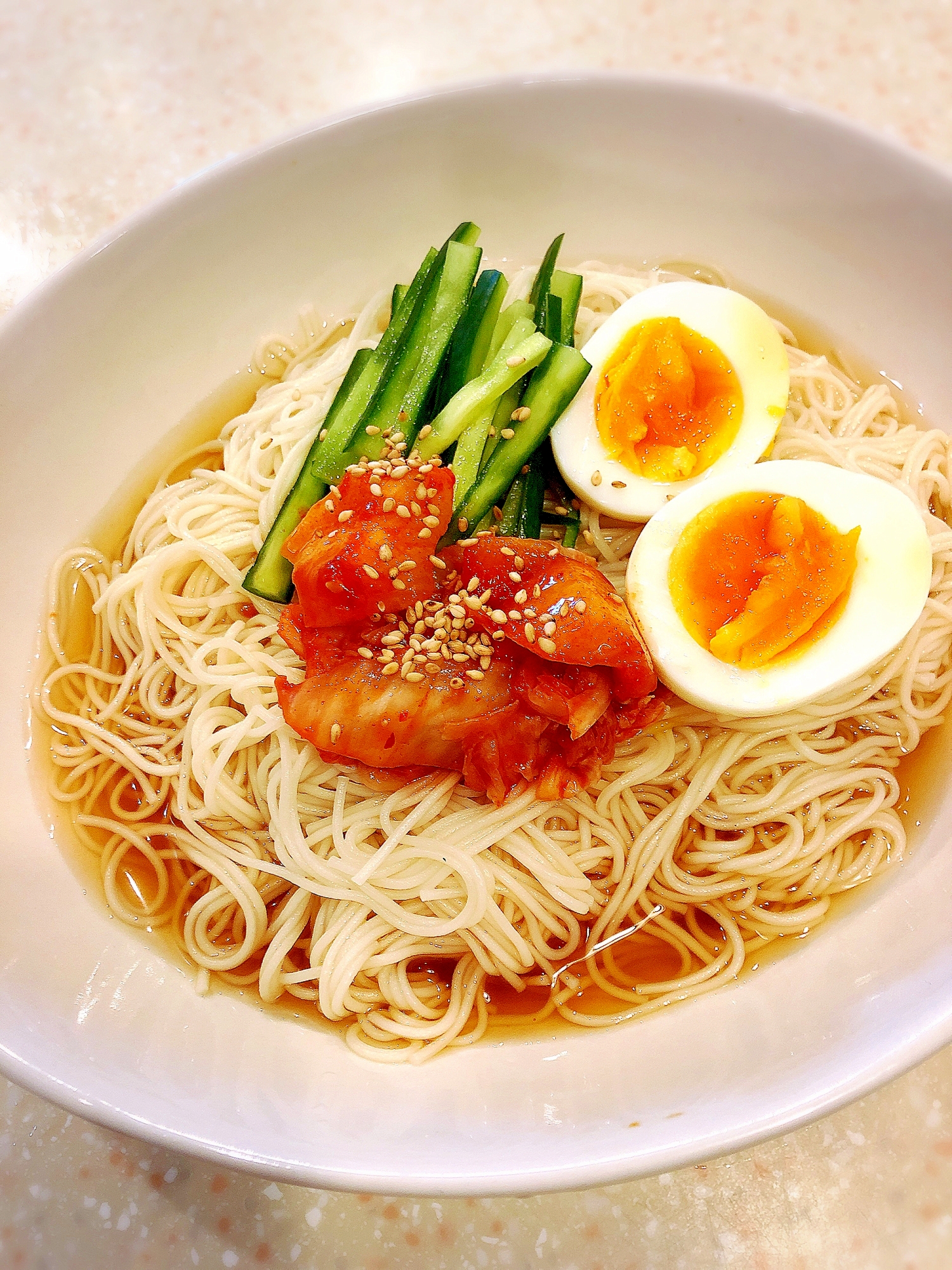 お素麺deさっぱり冷麺風☆